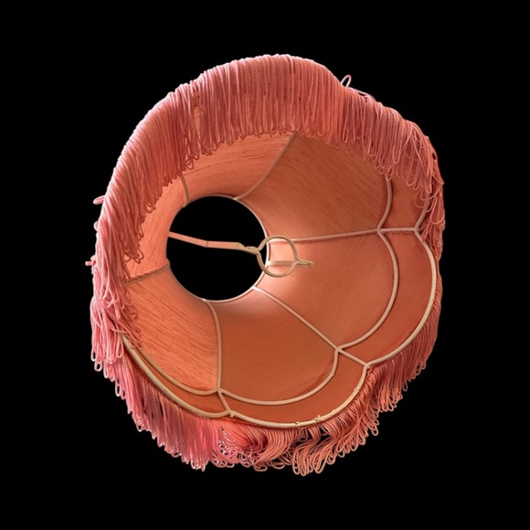 2 Lamps Victorian Mid-Century with Pink Fringe Shades Porcelain Base Flowers - Picture 12 of 16